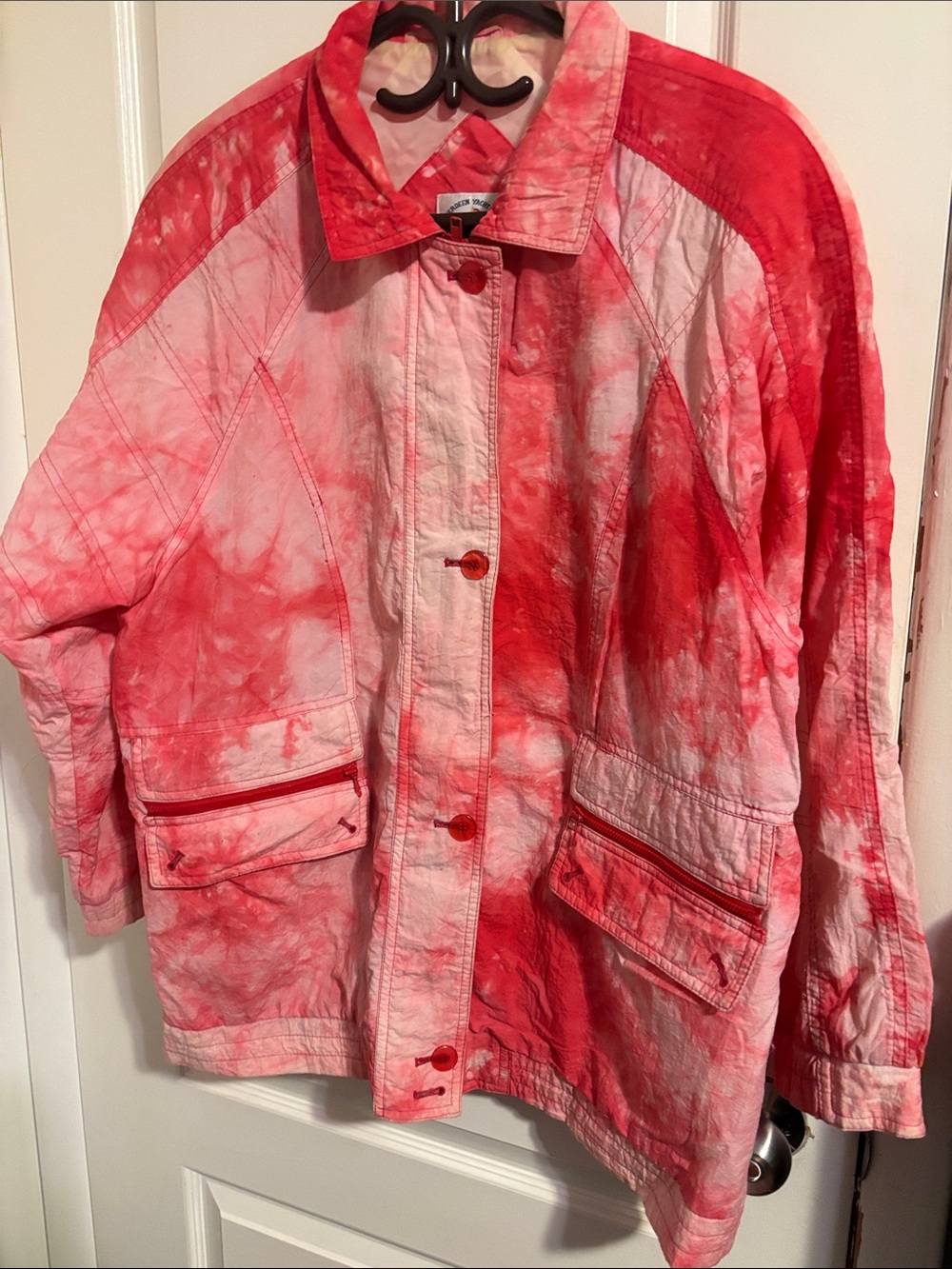 Retro 90’s Baggy Aberdeen Yacht Club Pink & Red Abstract Print Jacket